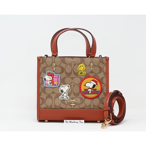 Coach Bags Coach X Peanuts Dempsey Tote 22 Signature Canvas Snoopy